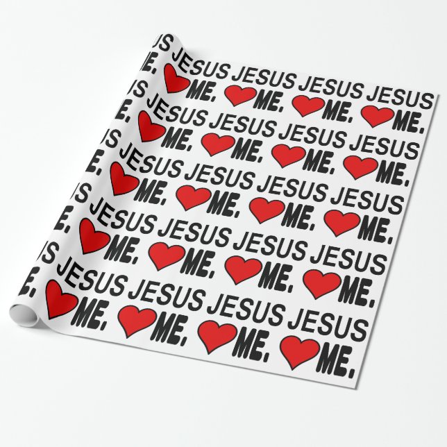 Jesus Loves Me Jesus Gifts Wrapping Paper (Unrolled)