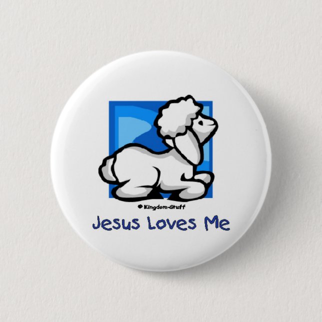 Jesus Loves Me Lamb 6 Cm Round Badge (Front)
