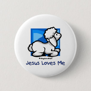 Jesus Loves Me Lamb 6 Cm Round Badge