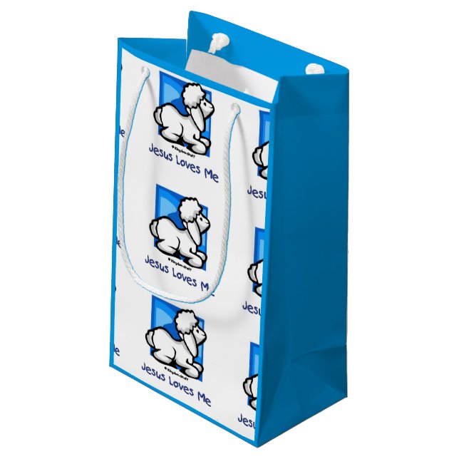 Jesus Loves Me Lamb Small Gift Bag (Back Angled)