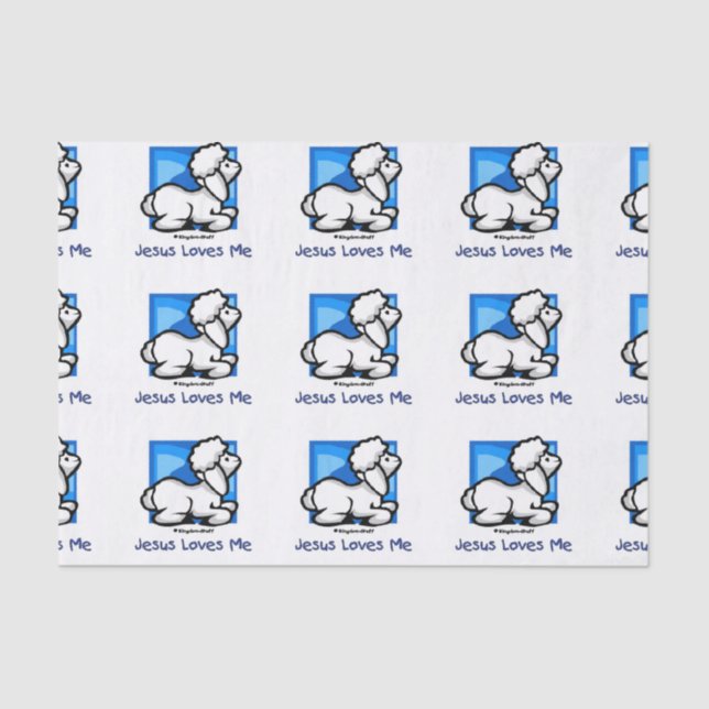 Jesus Loves Me Lamb Tissue Paper (Front)