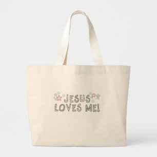Jesus Loves Me Large Tote Bag