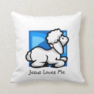 Jesus Loves Me Little Lamb Pillow