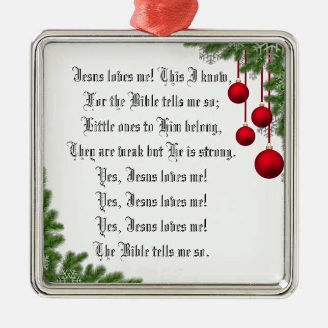 JESUS LOVES ME METAL TREE DECORATION (Front)