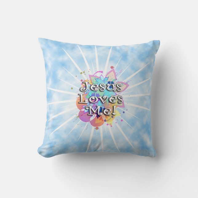 Jesus Loves Me, Pastel Watercolor Cushion (Front)
