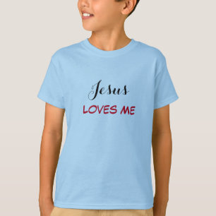 Jesus Loves Me Personalise Boys Blue T-Shirt