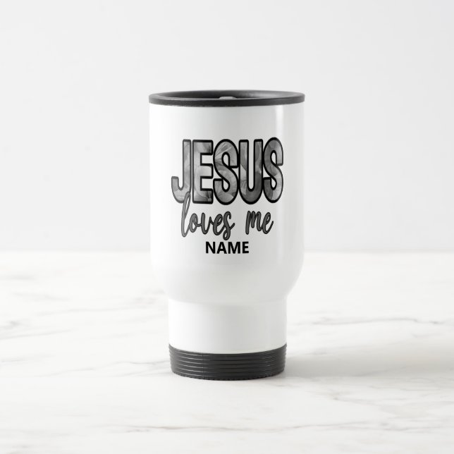 Jesus Loves Me Personalised Travel Mug (Center)