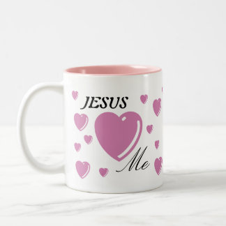 JESUS Loves Me - Pink Two-Tone Coffee Mug