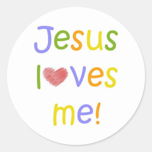 Image of Jesus Loves Me Sticker//White Classic Round Sticker