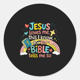 Jesus Loves Me This I Know Boys Kids Toddler Jesus Classic Round Sticker
