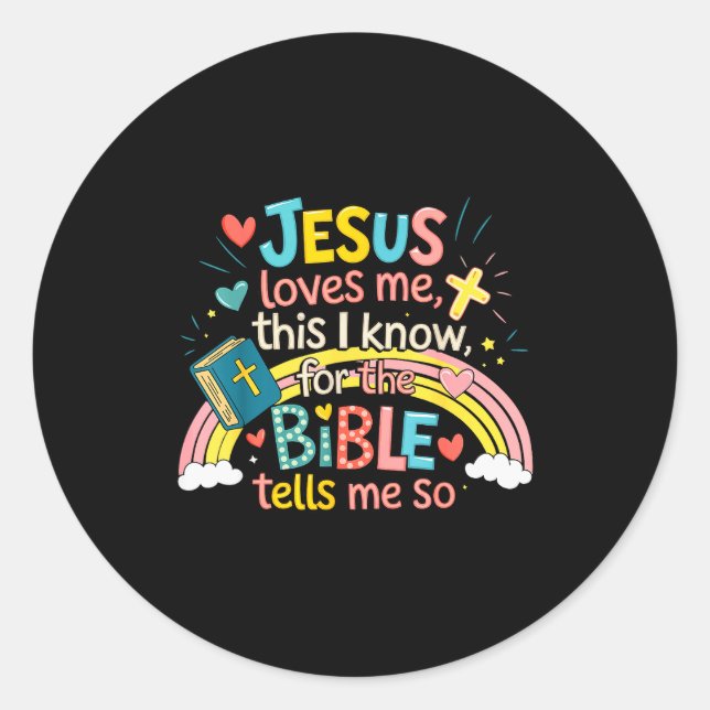 Jesus Loves Me This I Know Boys Kids Toddler Jesus Classic Round Sticker (Front)