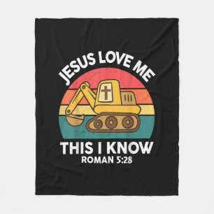 Jesus Loves Me This I Know Excavator Christian Fleece Blanket