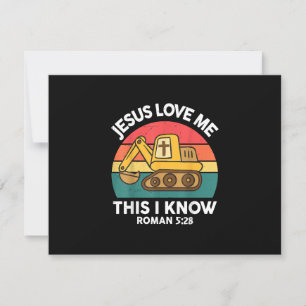 Jesus Loves Me This I Know Excavator Christian RSVP Card