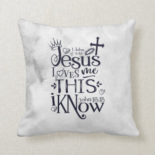 JESUS LOVES ME THIS I KNOW Typography Art Cushion