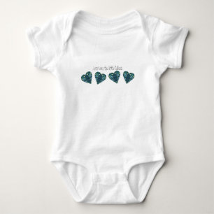 Jesus Loves the Little Children Vintage Blue Heart Baby Bodysuit
