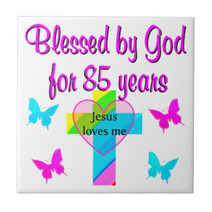 JESUS LOVES THIS 85 YEAR OLD CROSS DESIGN TILE