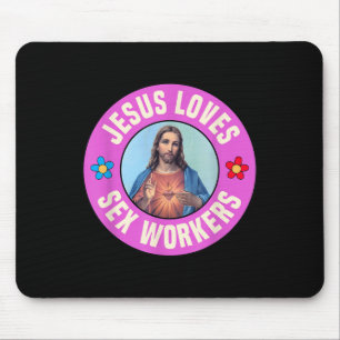 Jesus Loves Workers Christian Faith Flowers Mouse Mat