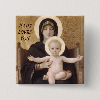 JESUS LOVES YOU 15 CM SQUARE BADGE