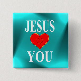 Jesus Loves You 15 Cm Square Badge