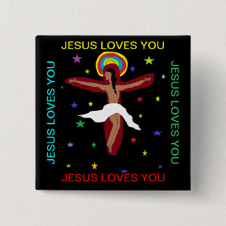 Jesus Loves You 15 Cm Square Badge