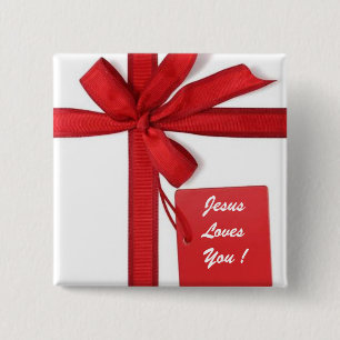 JESUS LOVES YOU 15 CM SQUARE BADGE