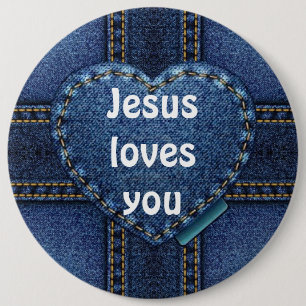 Jesus loves you 6 cm round badge