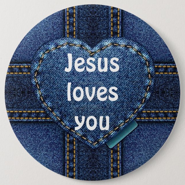 Jesus loves you 6 cm round badge (Front)