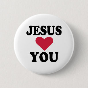 Jesus loves you 6 cm round badge