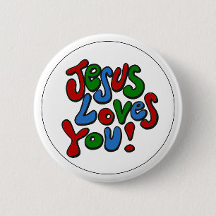 Jesus loves you 6 cm round badge