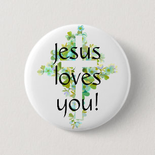 Jesus loves you! 6 cm round badge