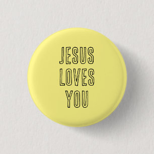 Jesus Loves You Add name Yellow & Black Christian 3 Cm Round Badge