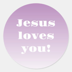 Jesus loves you! Any colour ombre  Classic Round Sticker