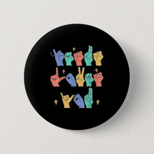 Jesus Loves You Asl Christian Jesus Toddler I Sign 6 Cm Round Badge