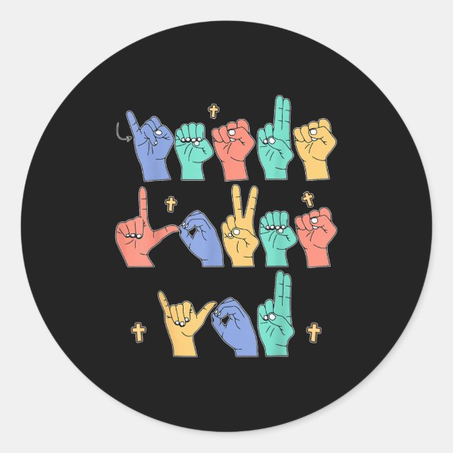 Jesus Loves You Asl Christian Jesus Toddler I Sign Classic Round Sticker (Front)