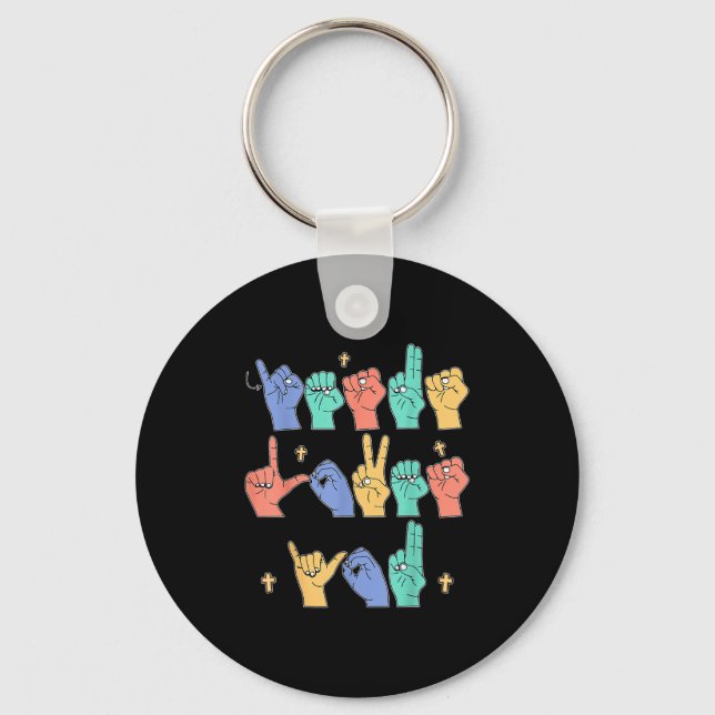 Jesus Loves You Asl Christian Jesus Toddler I Sign Key Ring (Front)