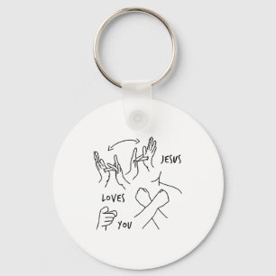 Jesus Loves You Asl Sign Language Christian  Key Ring