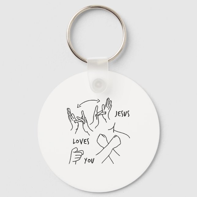 Jesus Loves You Asl Sign Language Christian  Key Ring (Front)