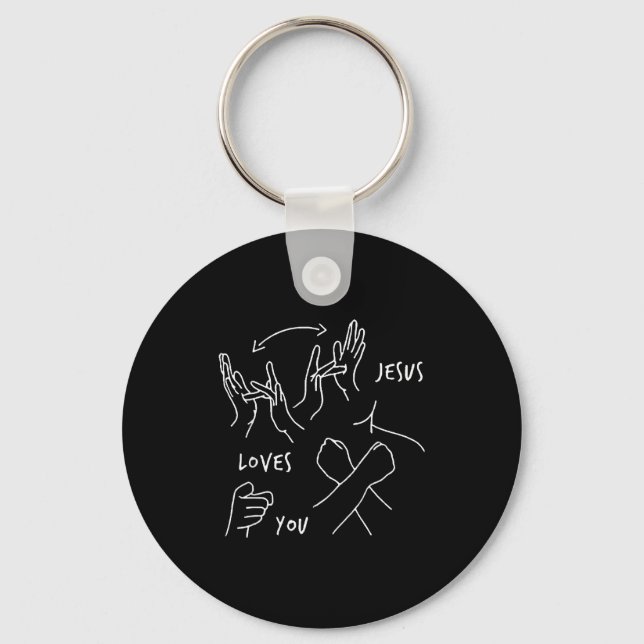 Jesus Loves You Asl Sign Language Christian  Key Ring (Front)