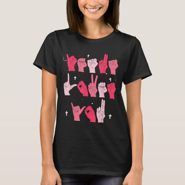 Jesus Loves You Asl Sign Language Christian Valent T-Shirt (Front)