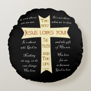 Jesus Loves You - Black and Purple - throw Pillow