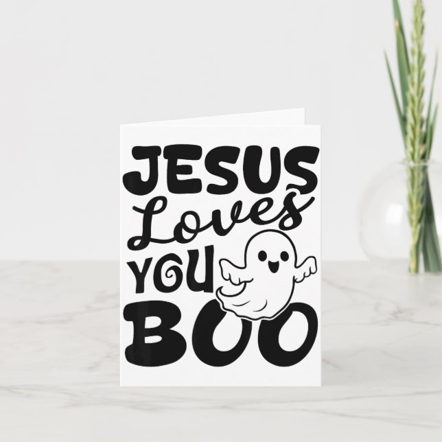 Jesus Loves You Boo Christian Halloween Ghost Funn Card (Front)
