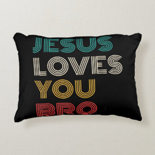 Jesus Loves You Bro, Funny Christian Faith Retro Decorative Cushion