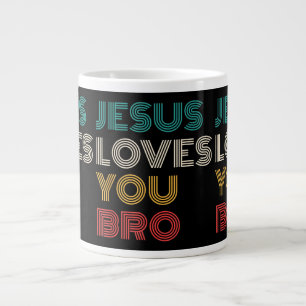 Jesus Loves You Bro, Funny Christian Faith Retro Large Coffee Mug