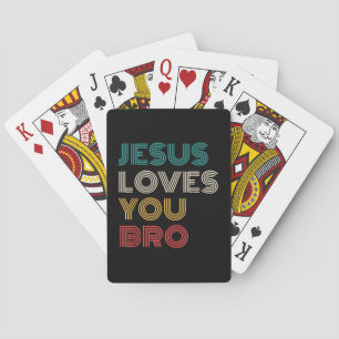 Jesus Loves You Bro, Funny Christian Faith Retro Playing Cards