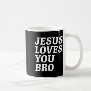 Jesus Loves You Bro, Funny Christian Faith Retro V Coffee Mug