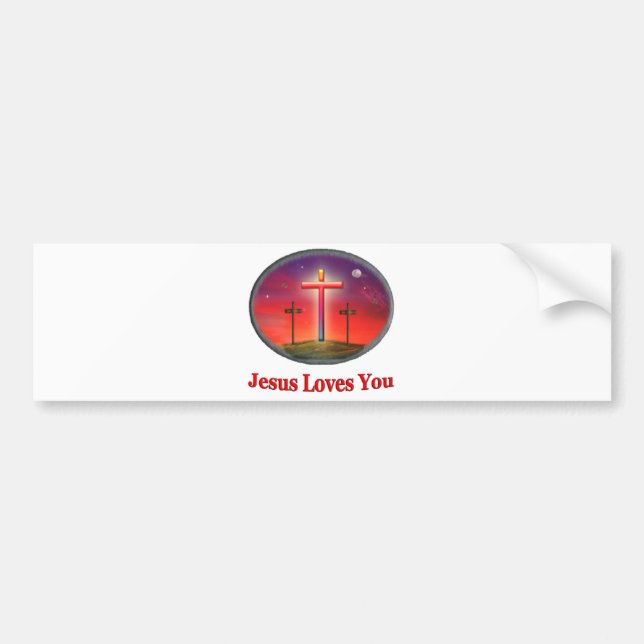jesus loves you bumper sticker (Front)