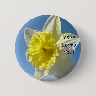 JESUS LOVES YOU! Button Spring Daffodils Flowers
