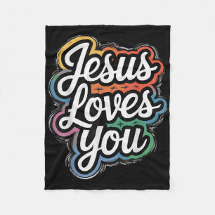 Jesus Loves You – Christian Faith & Love Messa Fleece Blanket