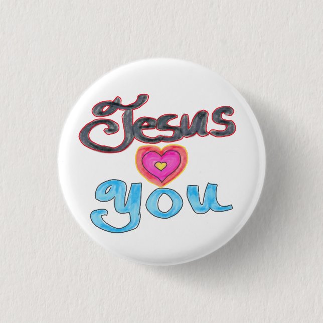 ‘Jesus Loves You’ Christian Quote White  3 Cm Round Badge (Front)