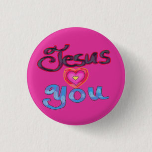 ‘Jesus Loves You’ Christian Quote with Heart 3 Cm Round Badge